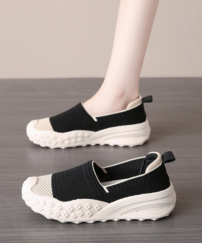 Beige Flat Shoes Knit Fabric Classy Flats - Image 2