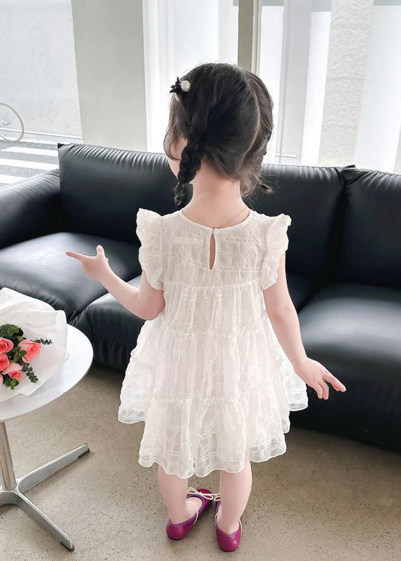 Beige O-Neck Bow Girls Maxi Dress Summer - Image 4