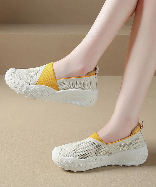 Beige Splicing Flat Feet Shoes Hollow Out Flat Feet Shoes - Image 3