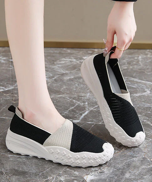 Beige Splicing Flat Feet Shoes Hollow Out Flat Feet Shoes - Image 4