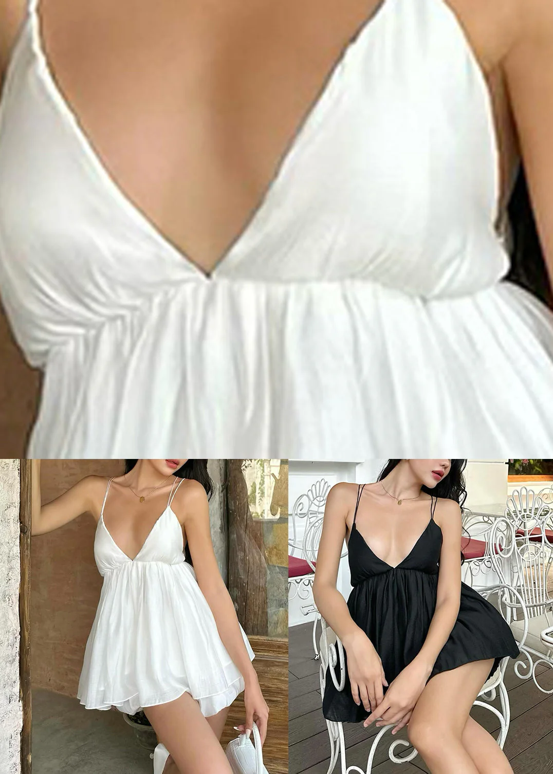 Black Backless Mid Spaghetti Strap Dress Summer - Image 5
