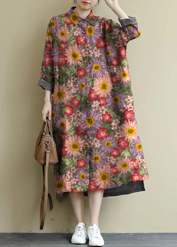 black bamboo Linen Shirt Dress Casual Oversize Spring Maxi Dresses - Image 12