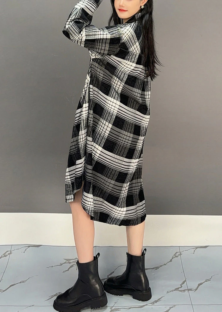 Black Button Cotton Blouses Dresses Peter Pan Collar Spring - Image 4