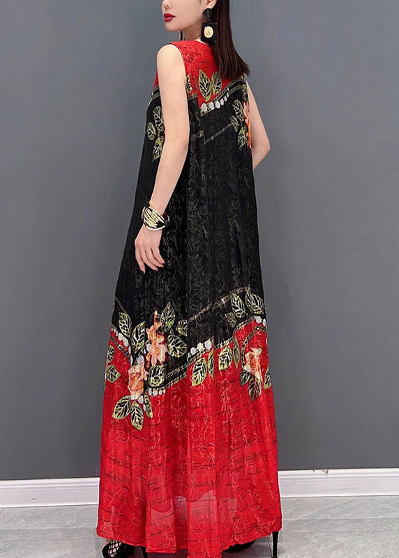 Black Chiffon holiday A Line Dress Tie Waist Sleeveless - Image 4