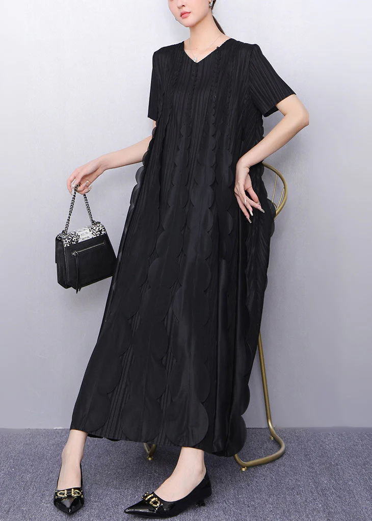 Black Chiffon Vacation Dresses Oversized Ruffles Summer - Image 2