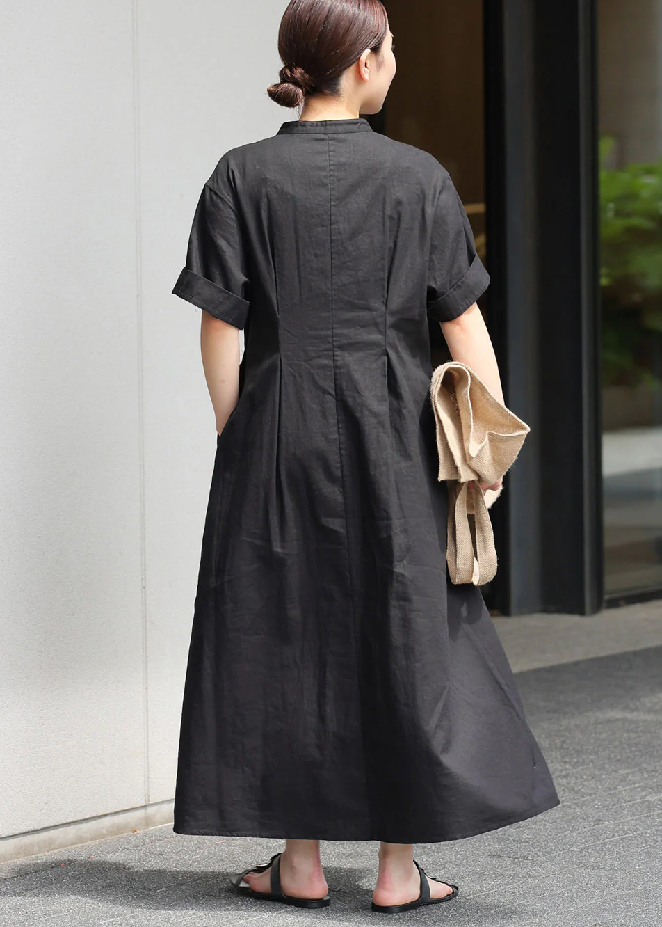 Black Cotton Maxi Dresses Oversized Summer - Image 3