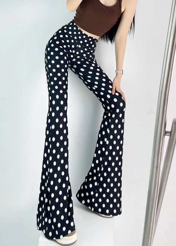 Black Dot Bell-bottom Trousers Tummy Control Fall - Image 3