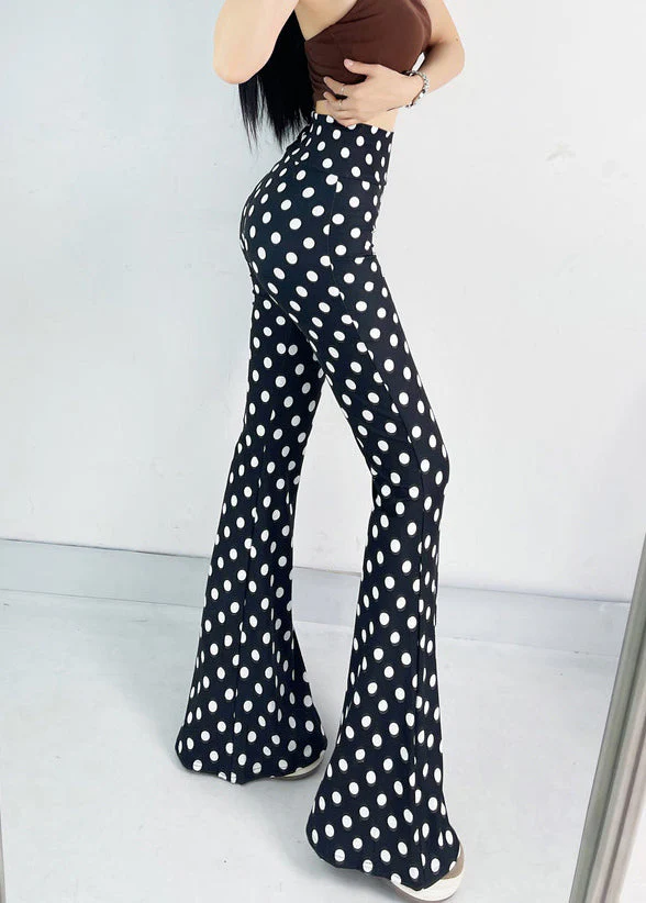 Black Dot Bell-bottom Trousers Tummy Control Fall - Image 4