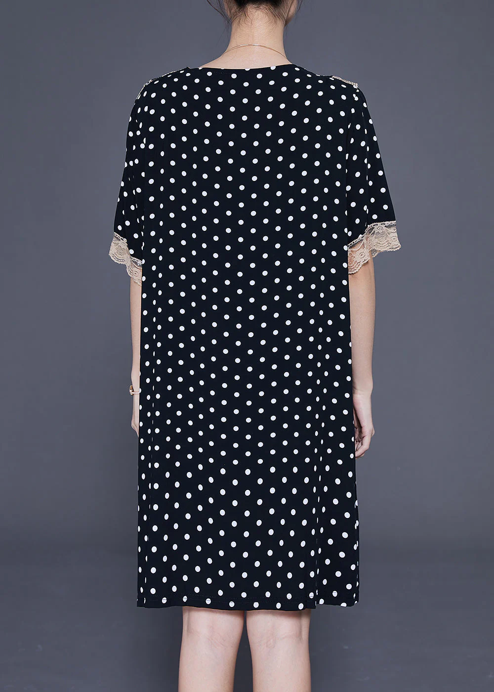 Black Dot Print Cotton Vacation Dresses Oversized Summer - Image 4