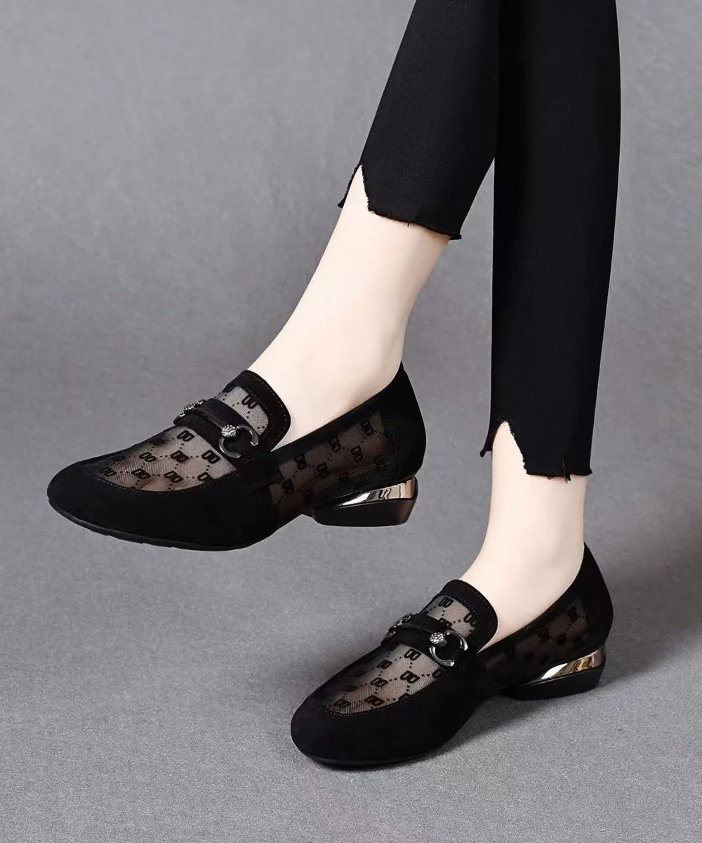 Black Flat Feet Shoes Faux Leather Chic Flat Shoes For Women - Image 2
