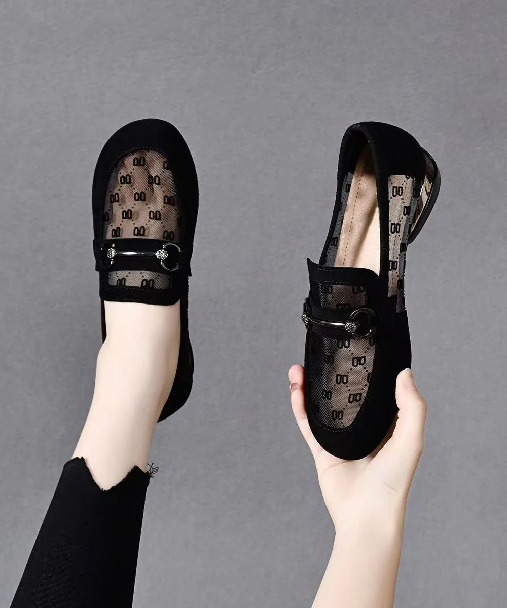 Black Flat Feet Shoes Faux Leather Chic Flat Shoes For Women - Image 3