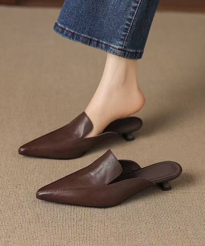 Black Kitten Sheepskin Boho Pointed Toe Flip Flops - Image 2