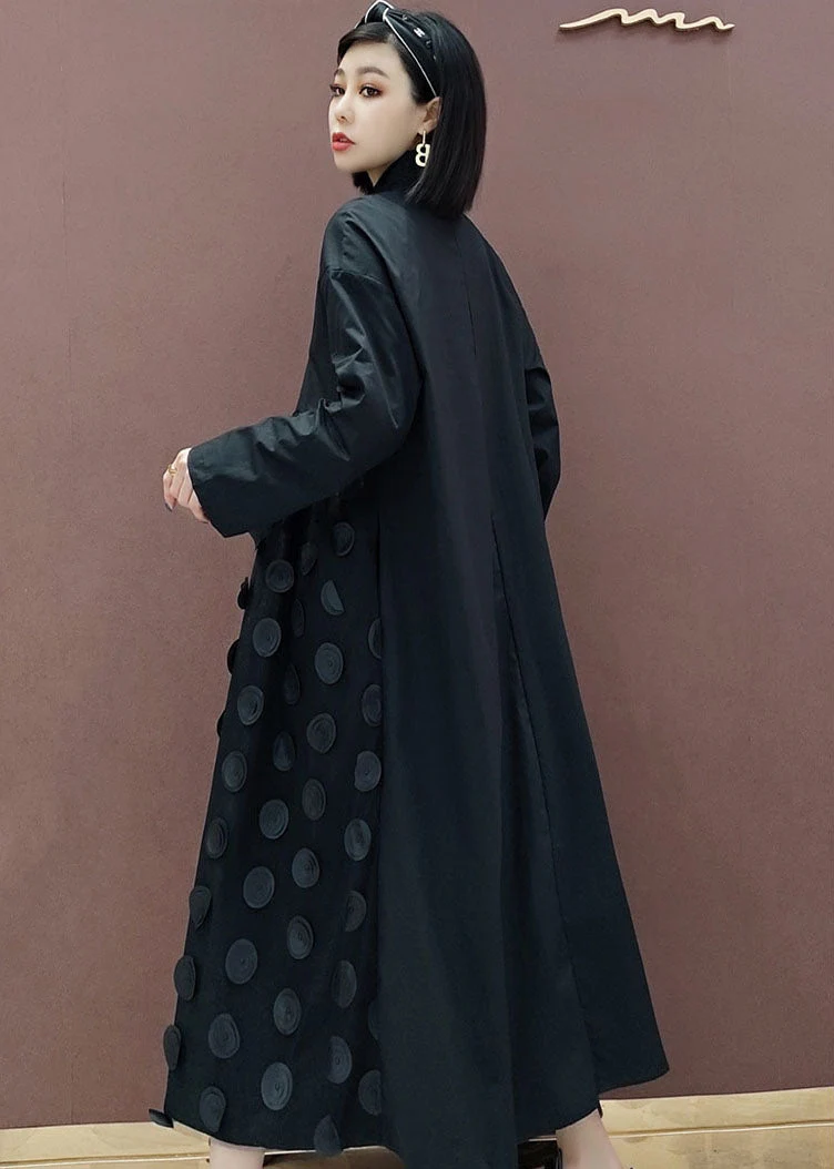 Black Patchwork Holiday Dress Pockets Spring - Image 3