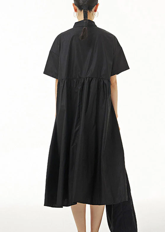 Black Peter Pan Collar Cozy Vacation Long Dresses - Image 4