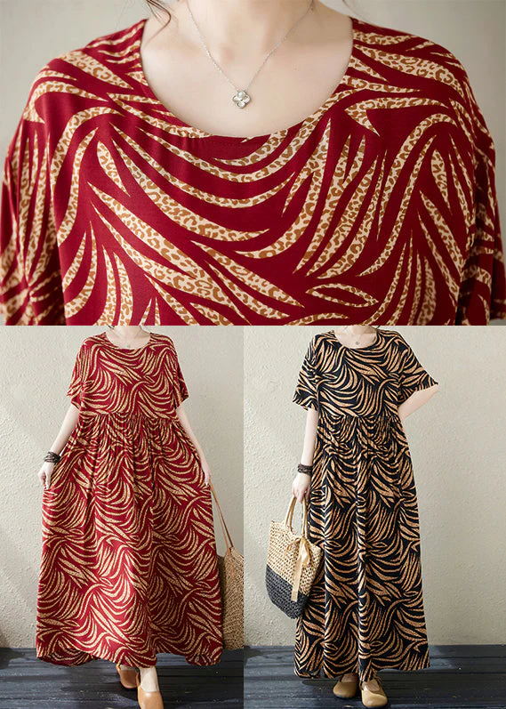 Black Print Cotton Holiday Dress Exra Large Hem Summer - Image 5