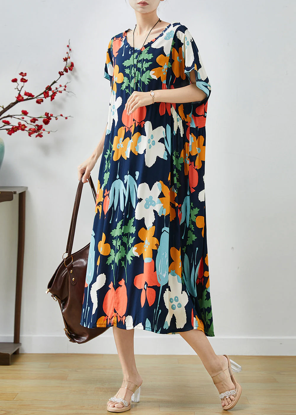 Black Print Cotton Vacation Dresses Ruffled Summer - Image 2