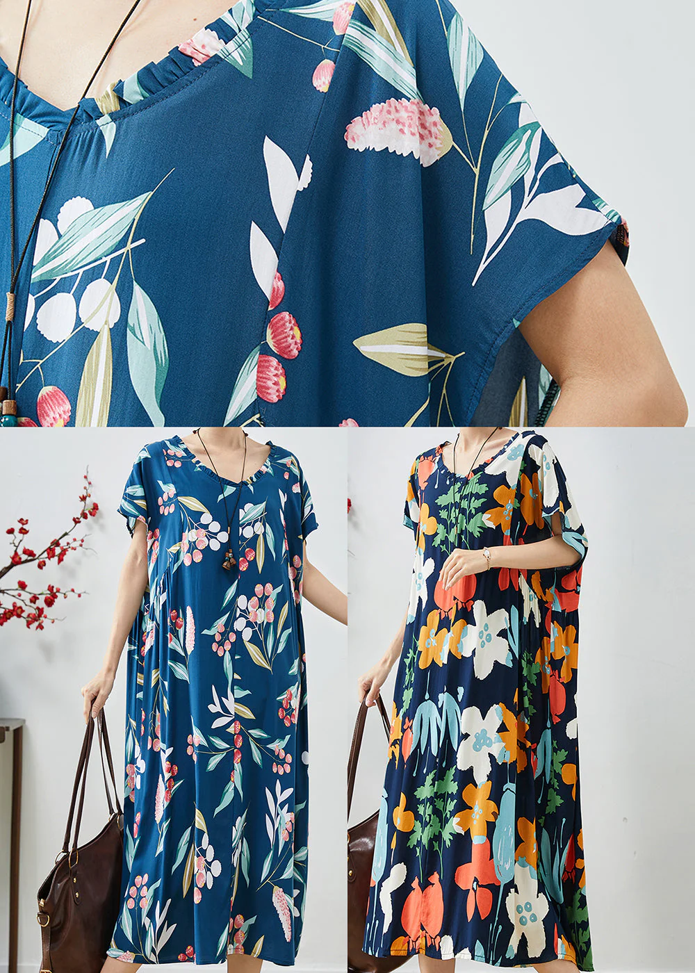 Black Print Cotton Vacation Dresses Ruffled Summer - Image 5