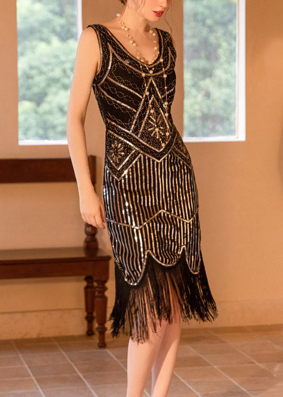 Black Sequins Dinner Dresses Tasseled Summer - Image 3