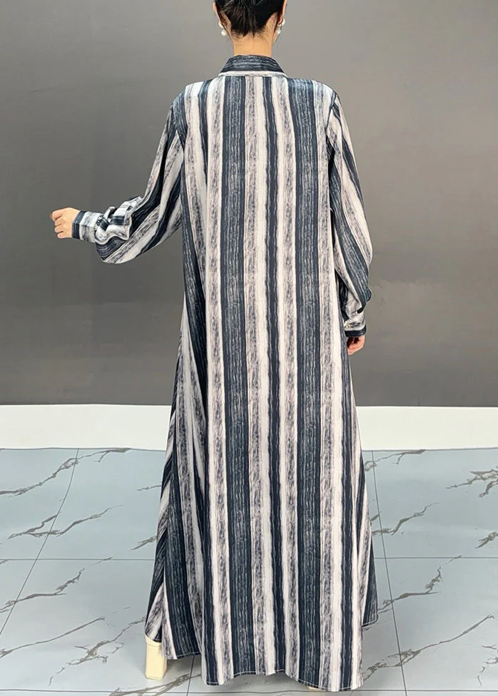Black Striped Button Holiday Maxi Dress Spring - Image 4