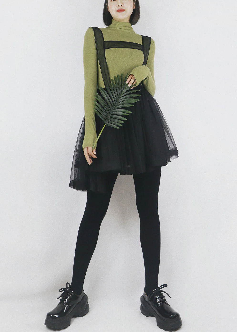 Black Tulle Strap Short Dress Solid Color Elastic Waist Summer - Image 3
