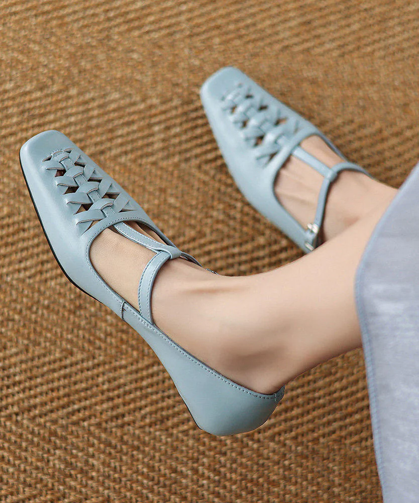 Blue Flat Shoes For Women Hollow Out Flat Feet Shoes - Image 4