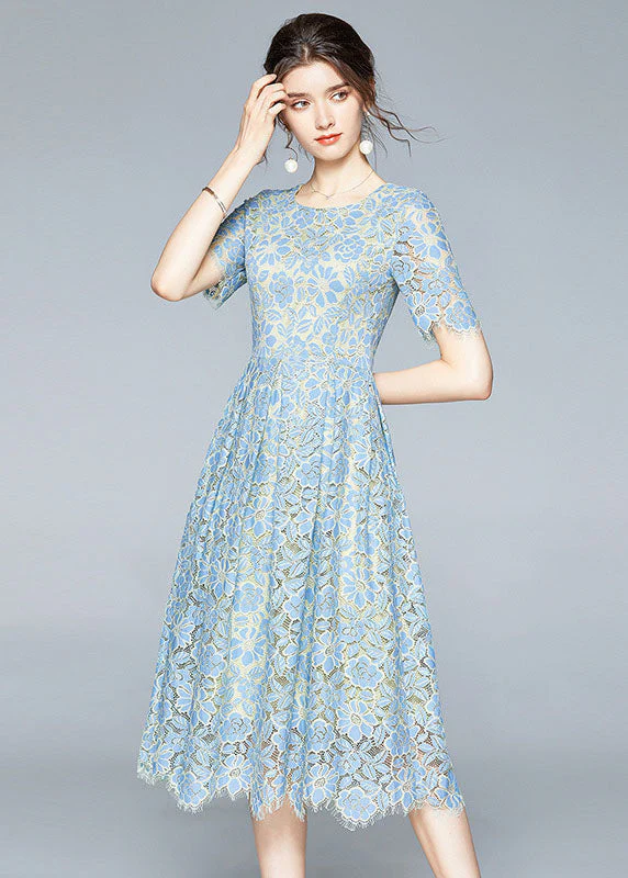 Blue Lace Cinch Dresses Zip Up Exra Large Hem Summer - Image 2