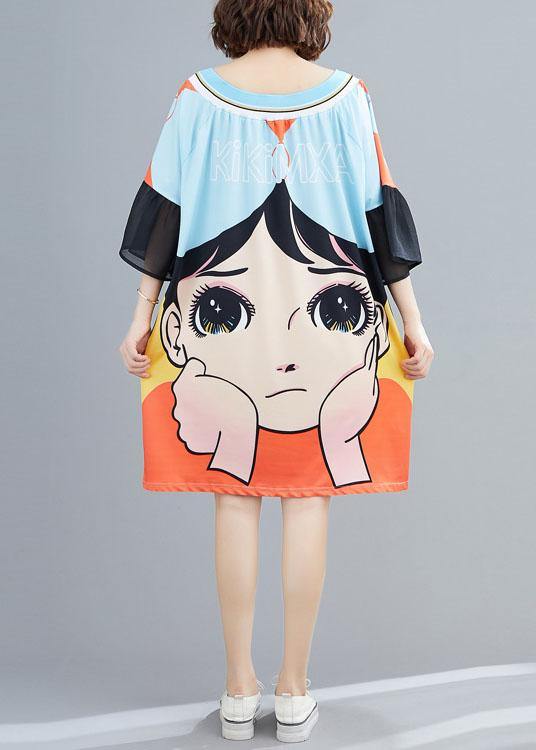 Blue Loose Print Pockets Summer Vacation Dresses - Image 4
