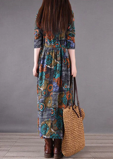 Blue Print Silm Fit Long Dresses Cinched Spring - Image 4