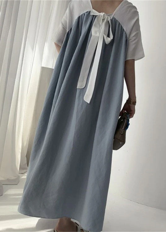 Blue Robe Dresses Cinched wrinkled Short Sleeve - Image 2