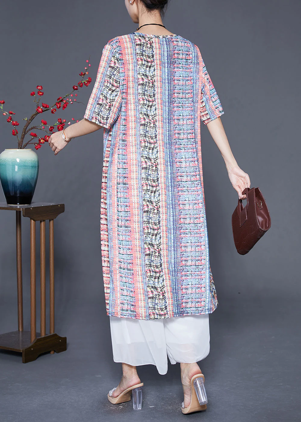 Blue Tie Dye Ice Silk Holiday Dress Oversized Summer - Image 4