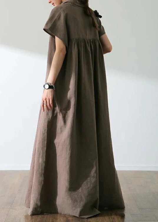 Bohemian Beige Oversized Cotton Shirt Dress Summer - Image 5