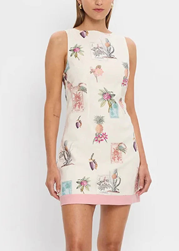 Bohemian Beige Slash Neck Patchwork Mid Dresses Summer - Image 3
