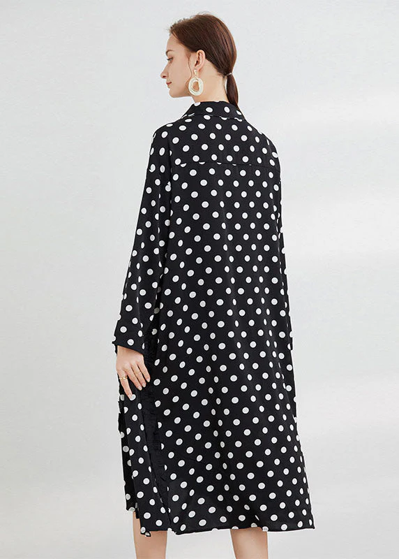 Bohemian Black Dot Peter Pan Collar Print shirts Dresses Spring - Image 3