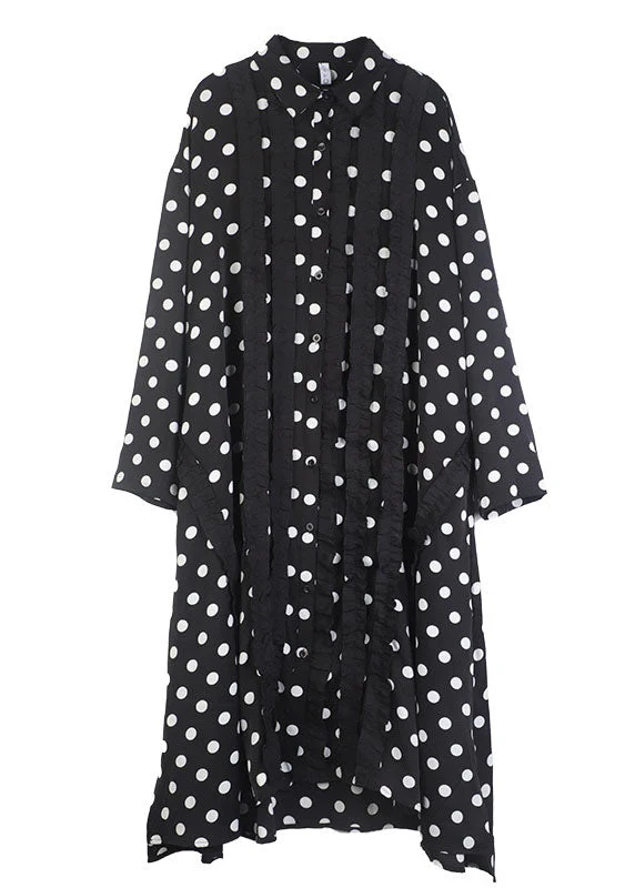 Bohemian Black Dot Peter Pan Collar Print shirts Dresses Spring - Image 4