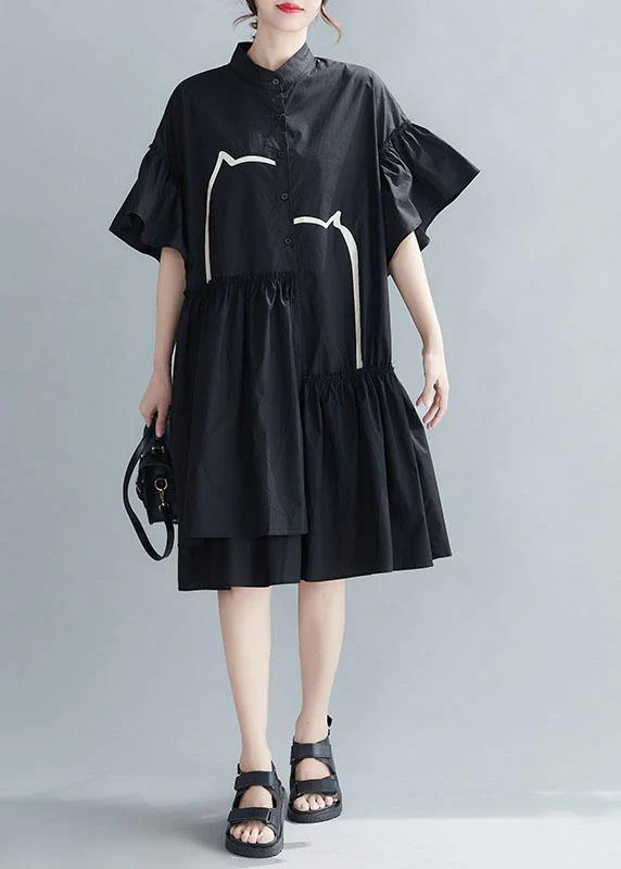 Bohemian Black Loose Patchwork Ruffles Summer Long Dress - Image 2