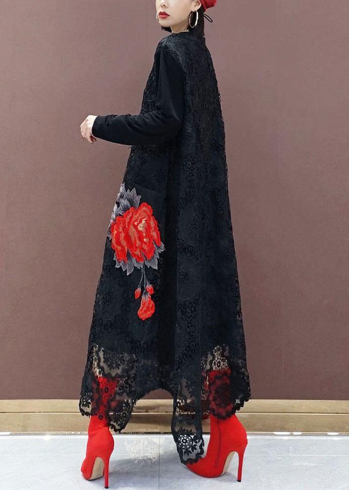 Bohemian Black O-Neck Lace Print Dress Fall - Image 5