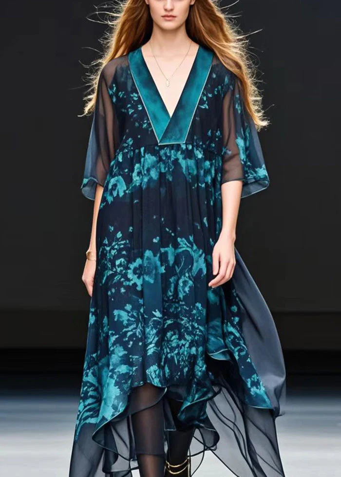 Bohemian Black Oversized Print Chiffon Robe Dresses Summer - Image 5