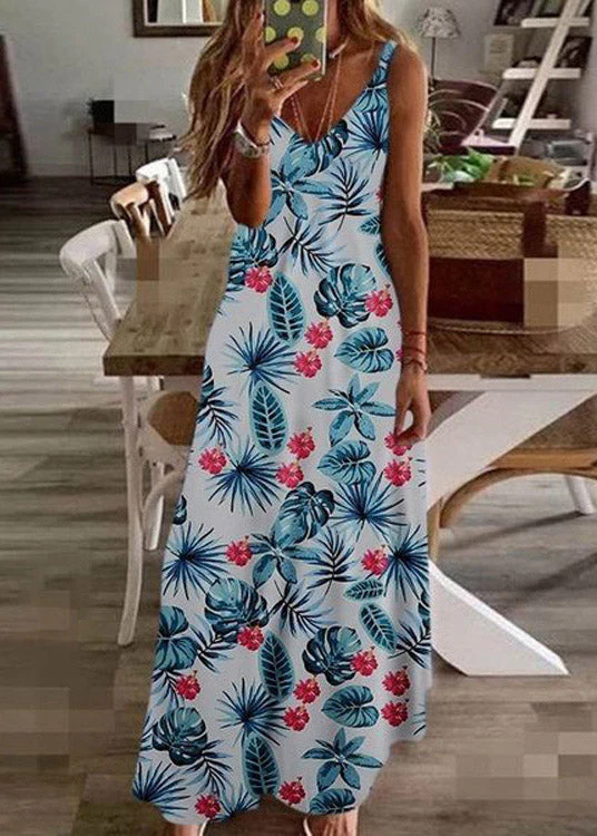 Bohemian Black V Neck Print Long Dress Summer - Image 4