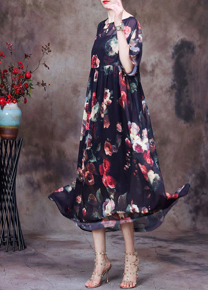 Bohemian Black Wrinkled Print Chiffon Long Dress And Dress Spaghetti Strap Two Piece Suit Set Summer - Image 3