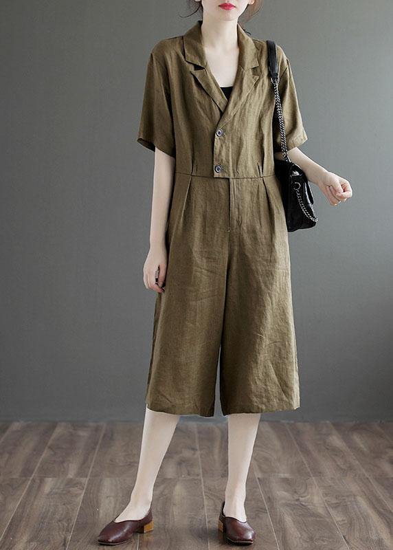 Bohemian Blue Pockets Button Vacation Summer Linen Dress - Image 4