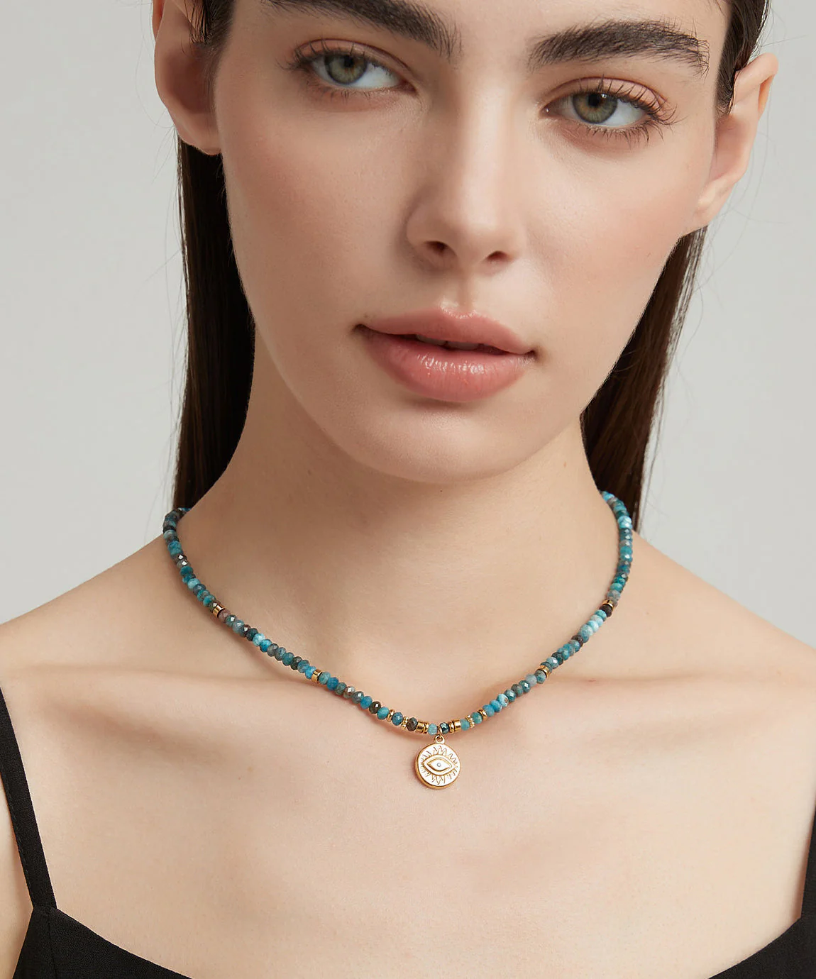 Bohemian Blue Stainless Steel Amazonite Beading Pendant Necklace - Image 2