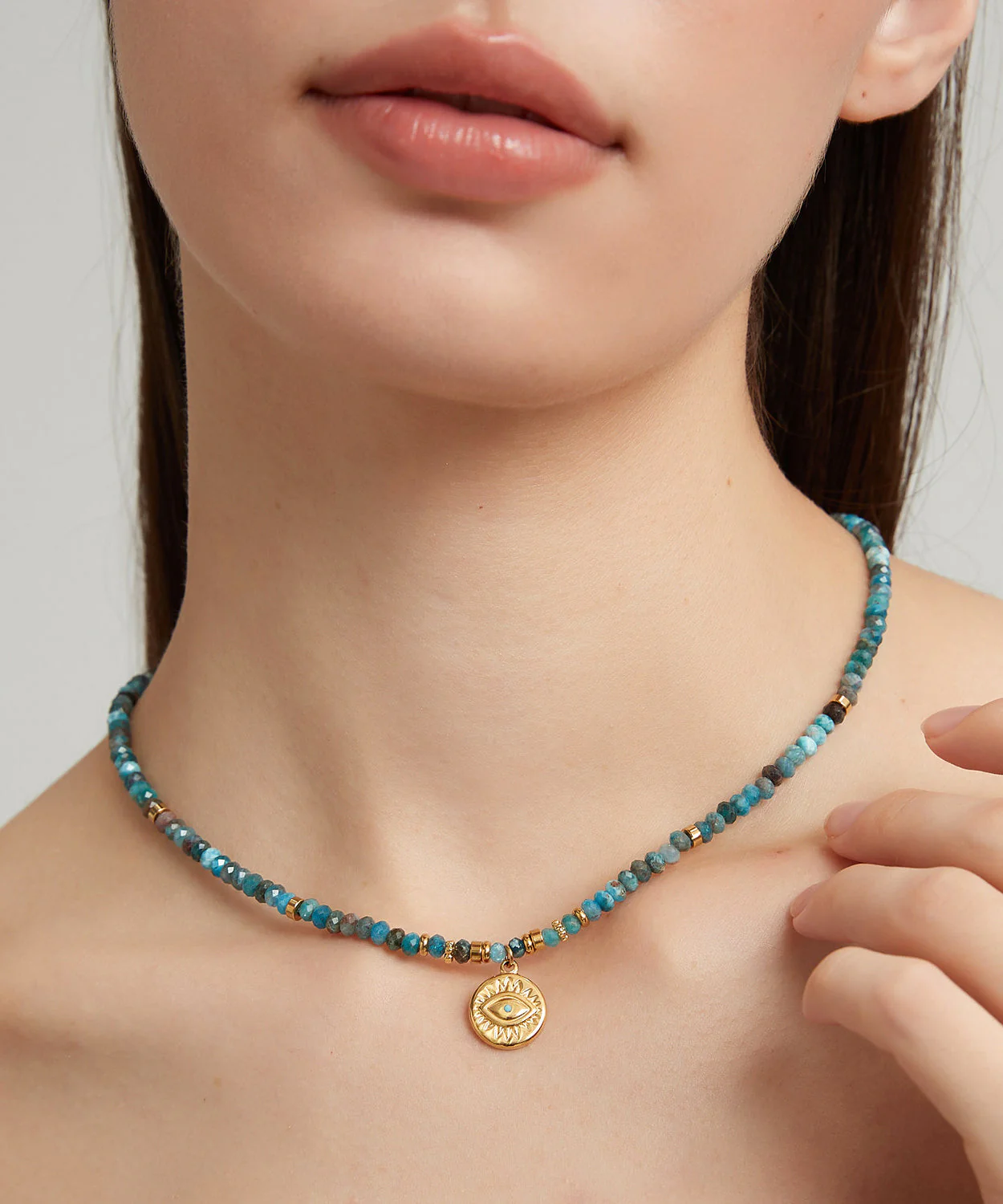 Bohemian Blue Stainless Steel Amazonite Beading Pendant Necklace - Image 4