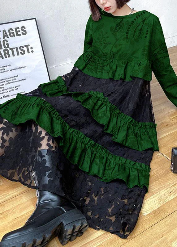 Bohemian cashew pattern Ruffles Fall Lace Dresses