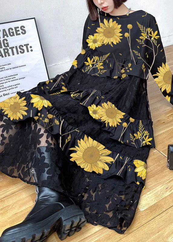 Bohemian cashew pattern Ruffles Fall Lace Dresses - Image 2