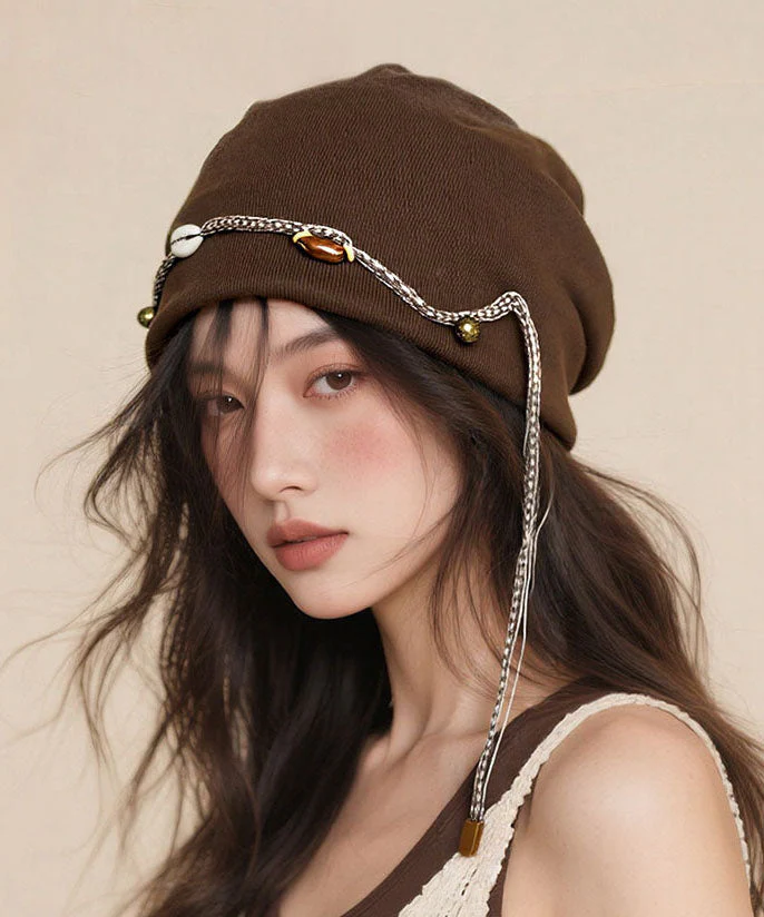 Bohemian Coffee Beaded Tassel Cotton Boonie Hat