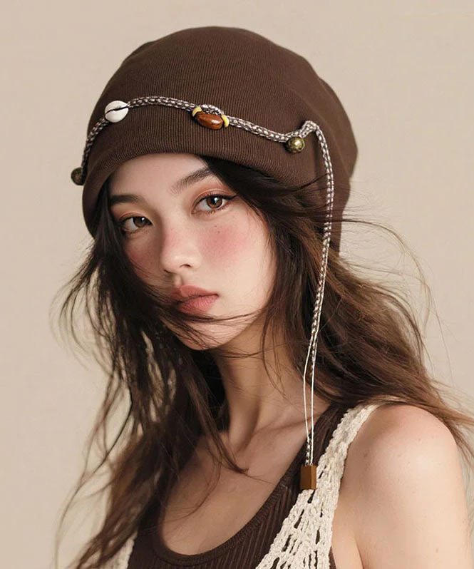 Bohemian Coffee Beaded Tassel Cotton Boonie Hat - Image 2