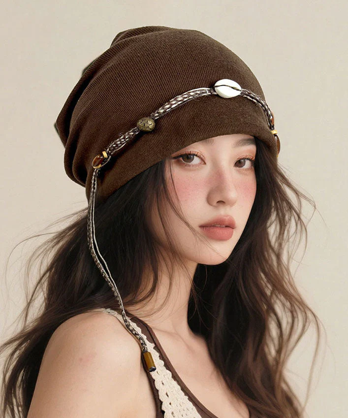 Bohemian Coffee Beaded Tassel Cotton Boonie Hat - Image 4