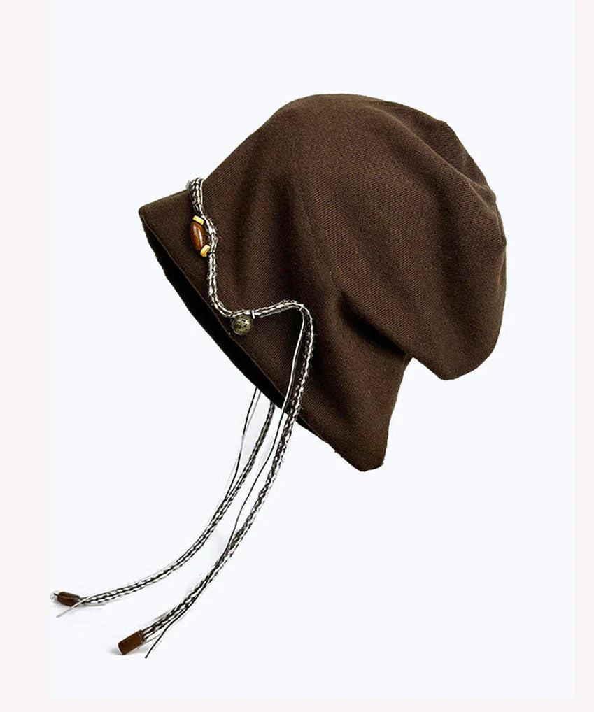 Bohemian Coffee Beaded Tassel Cotton Boonie Hat - Image 5