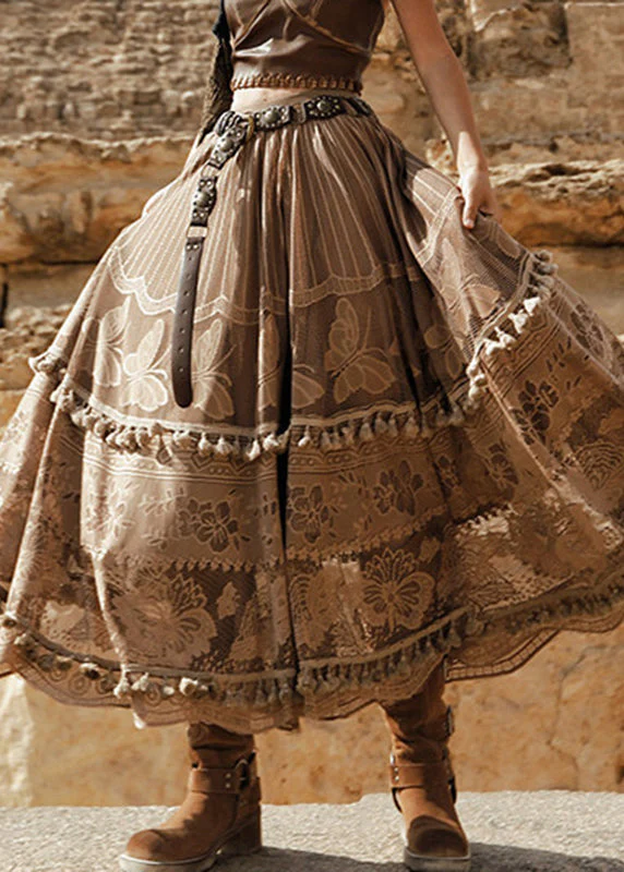 Bohemian Coffee High Waist Tulle A LineSkirt Summer - Image 2