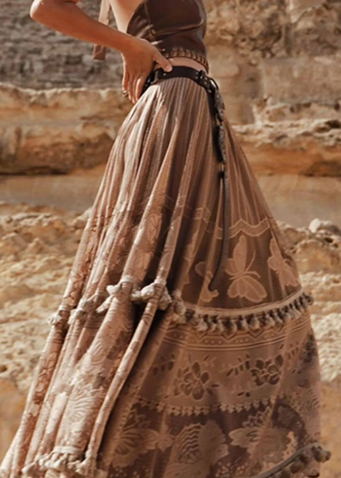 Bohemian Coffee High Waist Tulle A LineSkirt Summer - Image 5